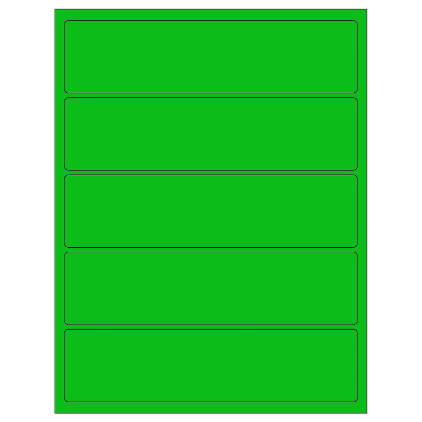 8" x 2" Fluorescent Green Rectangular Sheet Labels