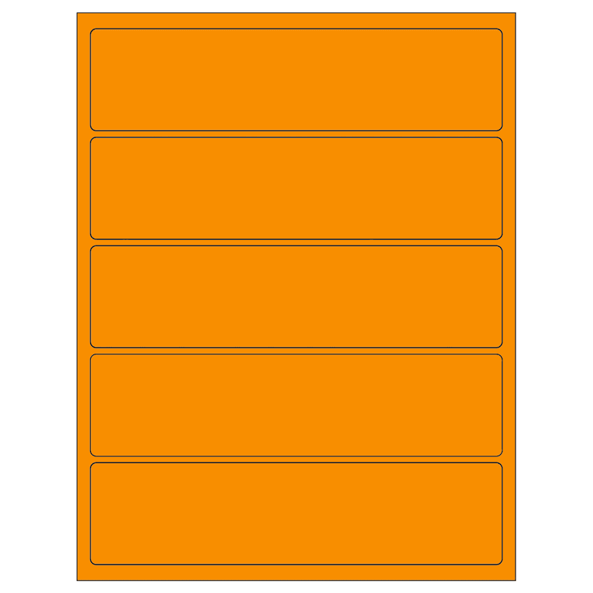 8" x 2" Fluorescent Orange Rectangular Sheet Labels