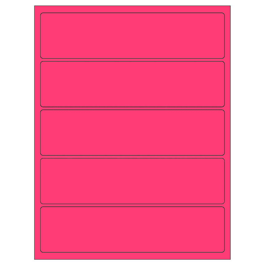 8" x 2" Fluorescent Pink Rectangular Sheet Labels