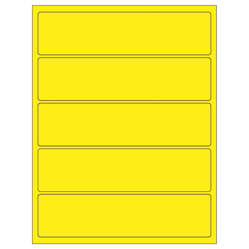 8" x 2" Fluorescent Yellow Rectangular Sheet Labels