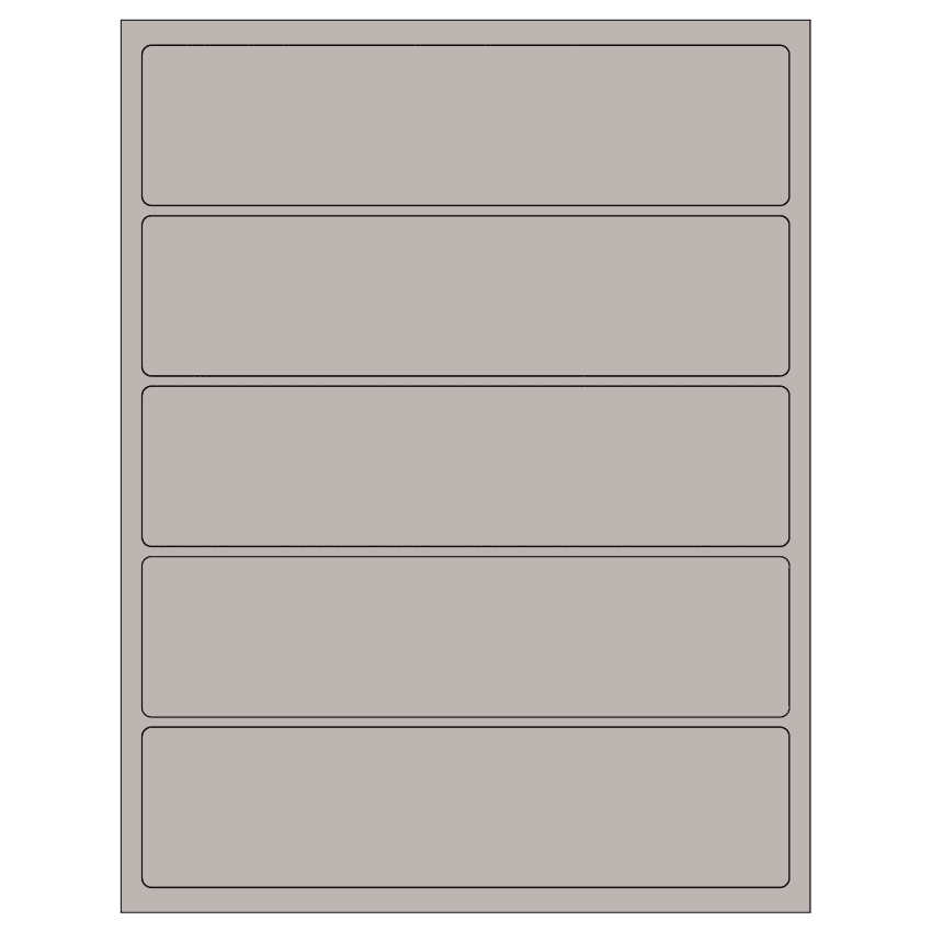 8" x 2" Gray Rectangular Sheet Labels