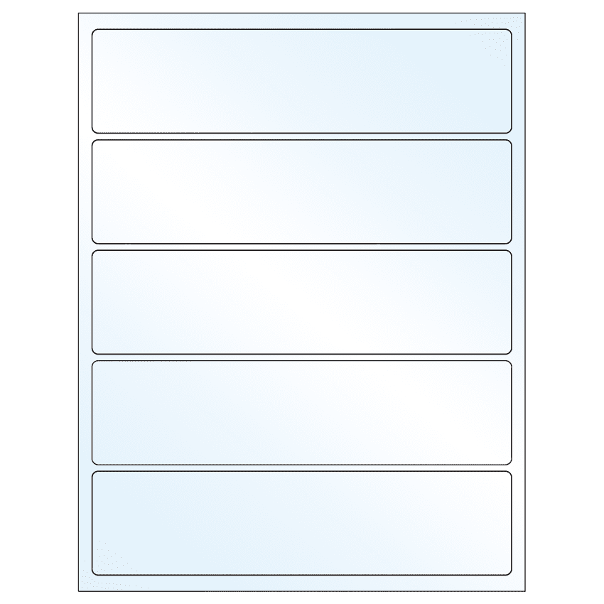 8" x 2" White Mid Gloss Rectangular Sheet Labels