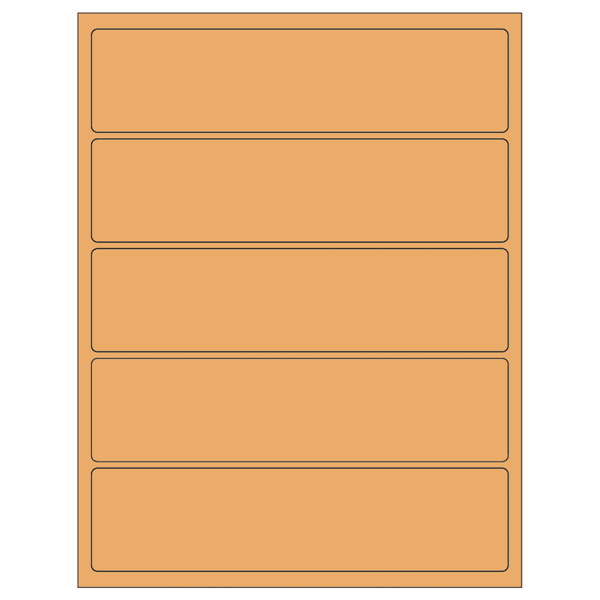 8" x 2" Pastel Orange Rectangular Sheet Labels
