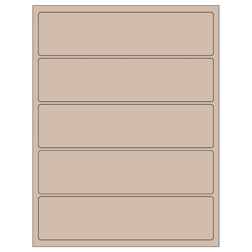 8" x 2" Pastel Tan Rectangular Sheet Labels
