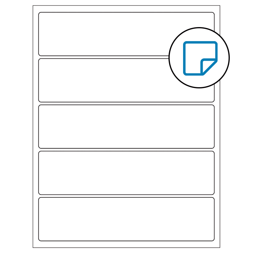 8" x 2" White Rectangular Sheet Labels - Removable Adhesive