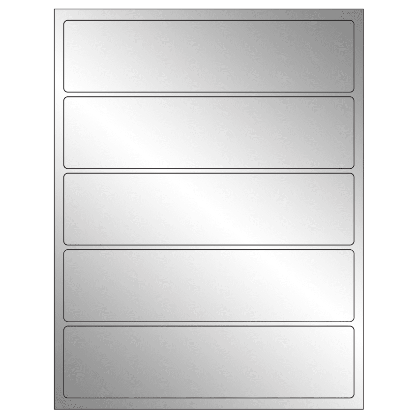 8" x 2" Silver Foil Rectangular Sheet Labels