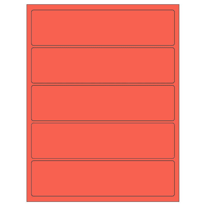 8" x 2" Red Rectangular Sheet Labels
