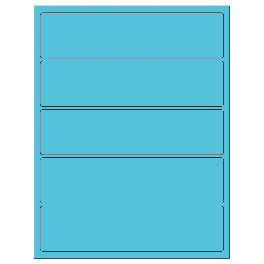 8" x 2" Turquoise Rectangular Sheet Labels