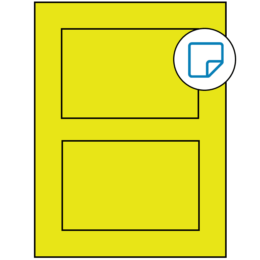 5" x 3.50785" Fluorescent Yellow Rectangular Sheet Labels - Removable Adhesive