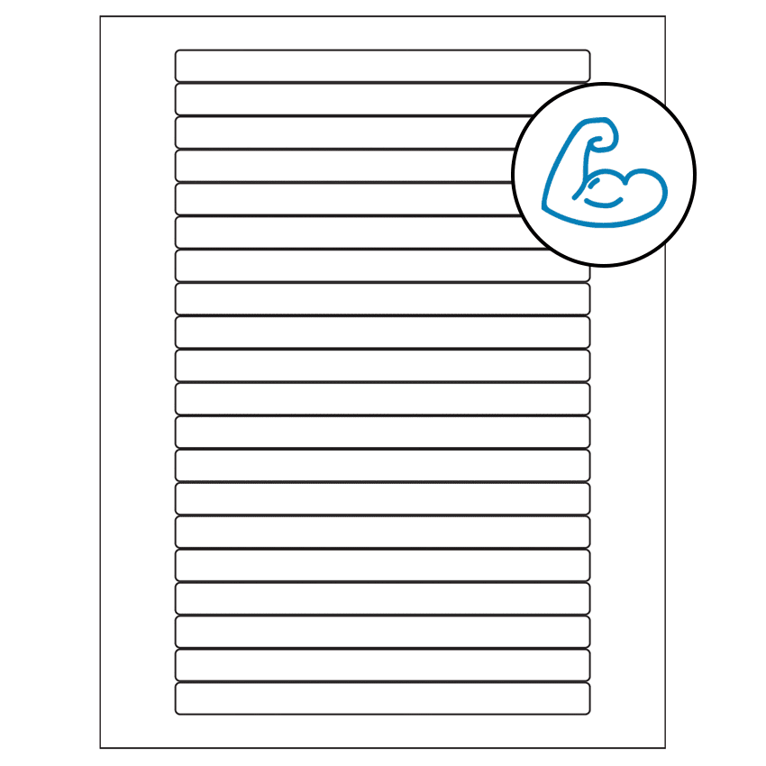 6.25" x 0.5" White Rectangular Sheet Labels - Ultra Aggressive Adhesive