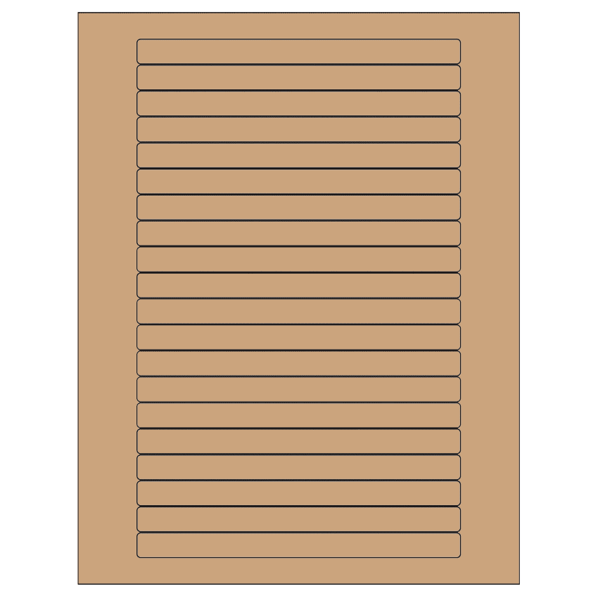 6.25" x 0.5" Brown Kraft Rectangular Sheet Labels