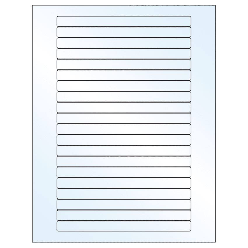 6.25" x 0.5" Crystal Clear Rectangular Sheet Labels