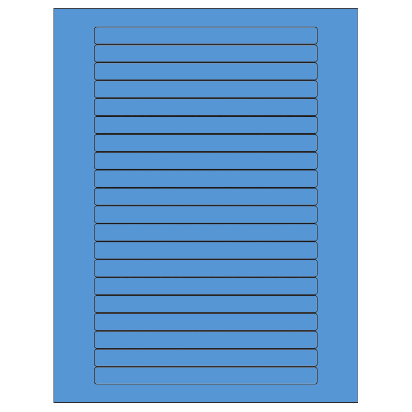6.25" x 0.5" Fluorescent Blue Rectangular Sheet Labels