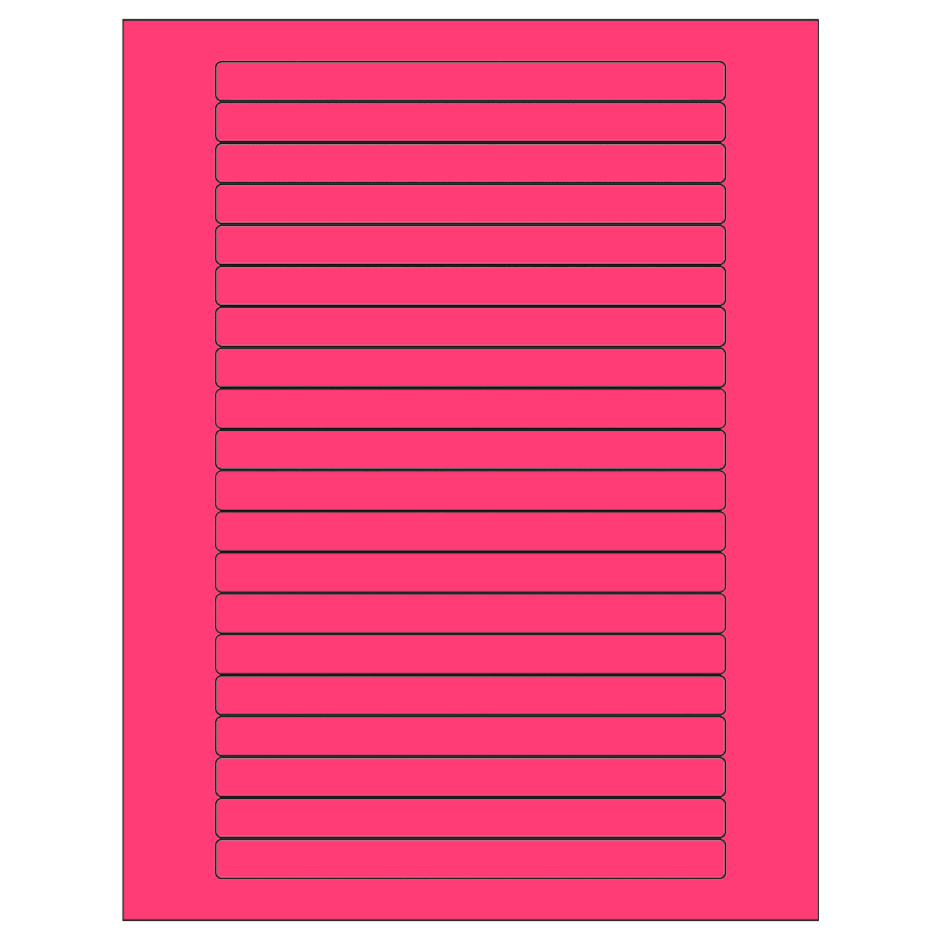 6.25" x 0.5" Fluorescent Pink Rectangular Sheet Labels