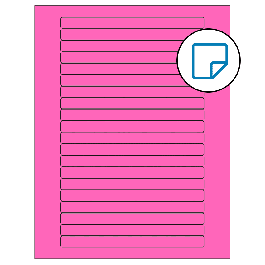 6.25" x 0.5" Fluorescent Pink Rectangular Sheet Labels - Removable Adhesive