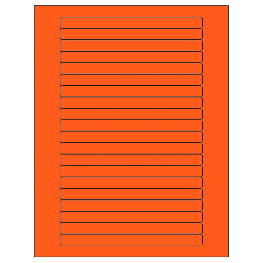 6.25" x 0.5" Fluorescent Red Rectangular Sheet Labels