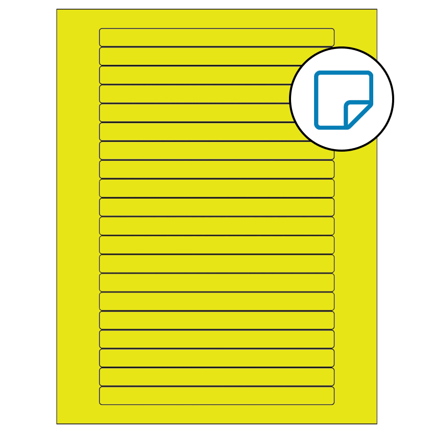 6.25" x 0.5" Fluorescent Yellow Rectangular Sheet Labels - Removable Adhesive