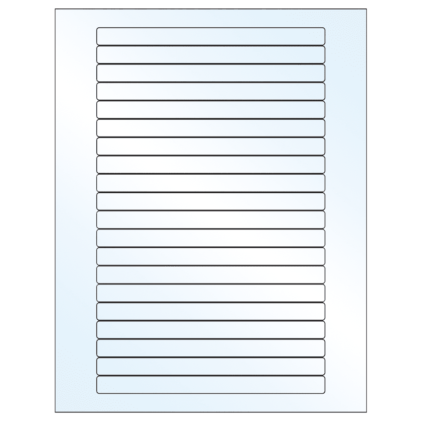 6.25" x 0.5" White Mid Gloss Rectangular Sheet Labels