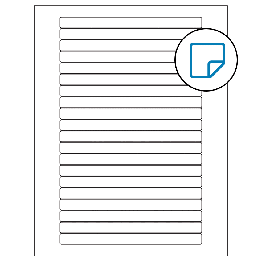 6.25" x 0.5" White Rectangular Sheet Labels - Removable Adhesive