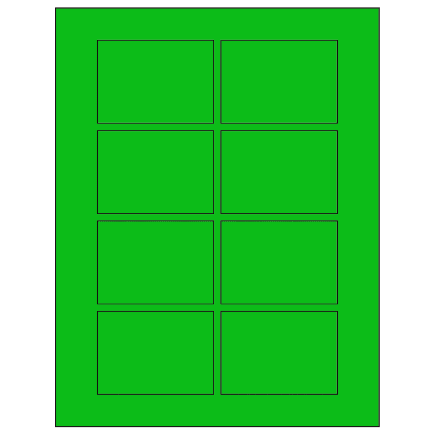 3.0625" x 2.1875" Fluorescent Green Rectangular Sheet Labels