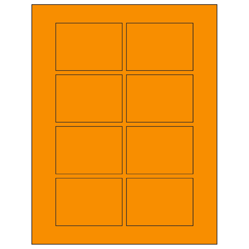 3.0625" x 2.1875" Fluorescent Orange Rectangular Sheet Labels