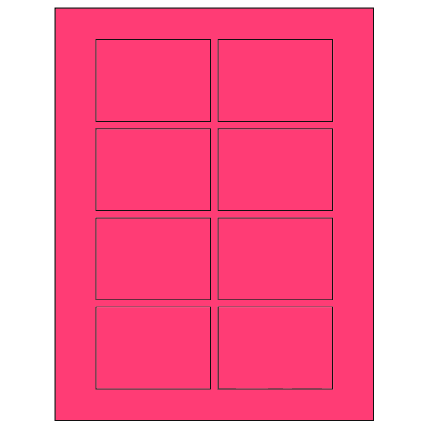3.0625" x 2.1875" Fluorescent Pink Rectangular Sheet Labels