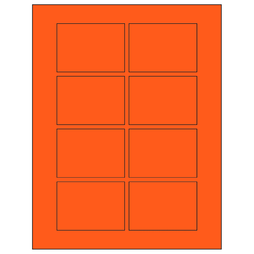 3.0625" x 2.1875" Fluorescent Red Rectangular Sheet Labels