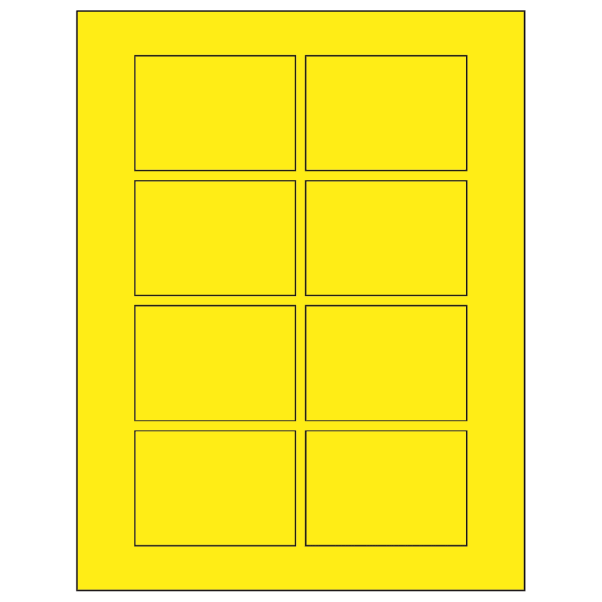 3.0625" x 2.1875" Fluorescent Yellow Rectangular Sheet Labels