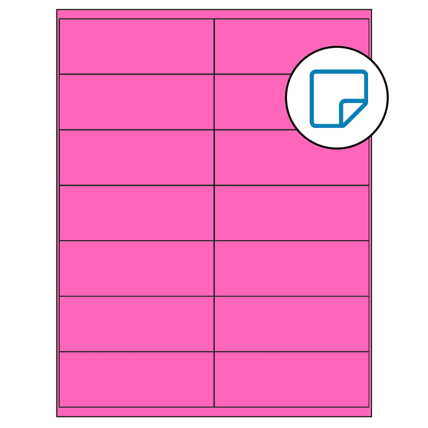 4.1875" x 1.5" Fluorescent Pink Rectangular Sheet Labels - Removable Adhesive