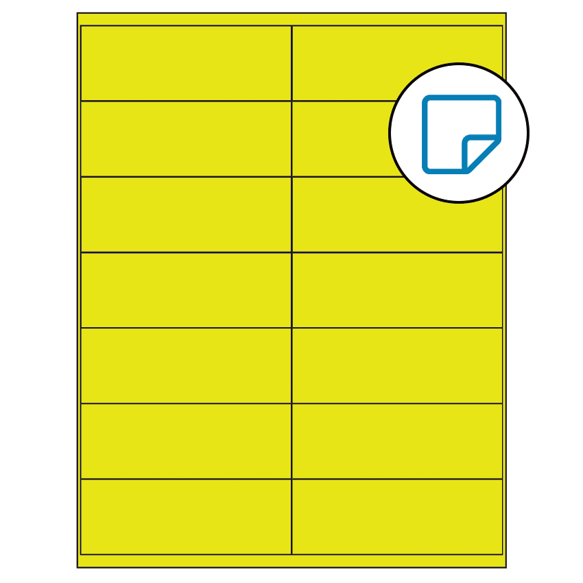 4.1875" x 1.5" Fluorescent Yellow Rectangular Sheet Labels - Removable Adhesive