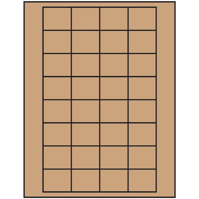 1.59375" x 1.3" Brown Kraft Rectangular Sheet Labels