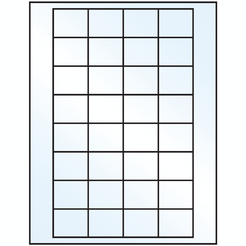 1.59375" x 1.3" Crystal Clear Rectangular Sheet Labels