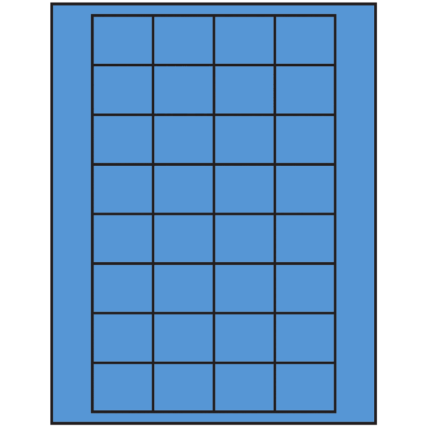 1.59375" x 1.3" Fluorescent Blue Rectangular Sheet Labels