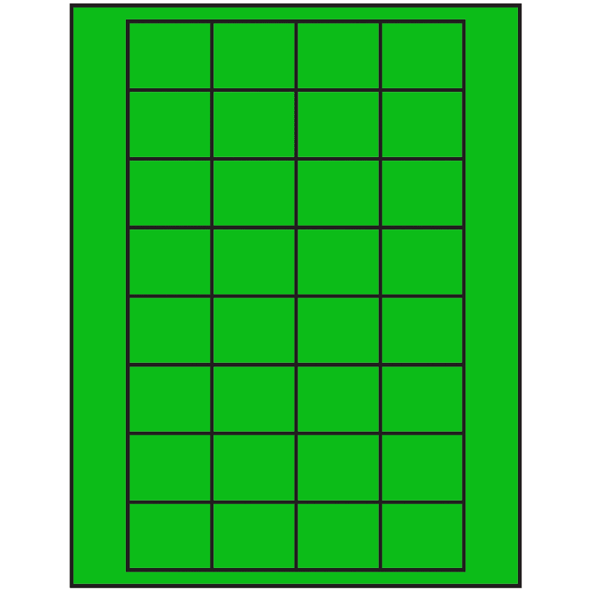 1.59375" x 1.3" Fluorescent Green Rectangular Sheet Labels