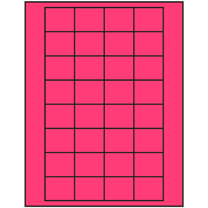 1.59375" x 1.3" Fluorescent Pink Rectangular Sheet Labels