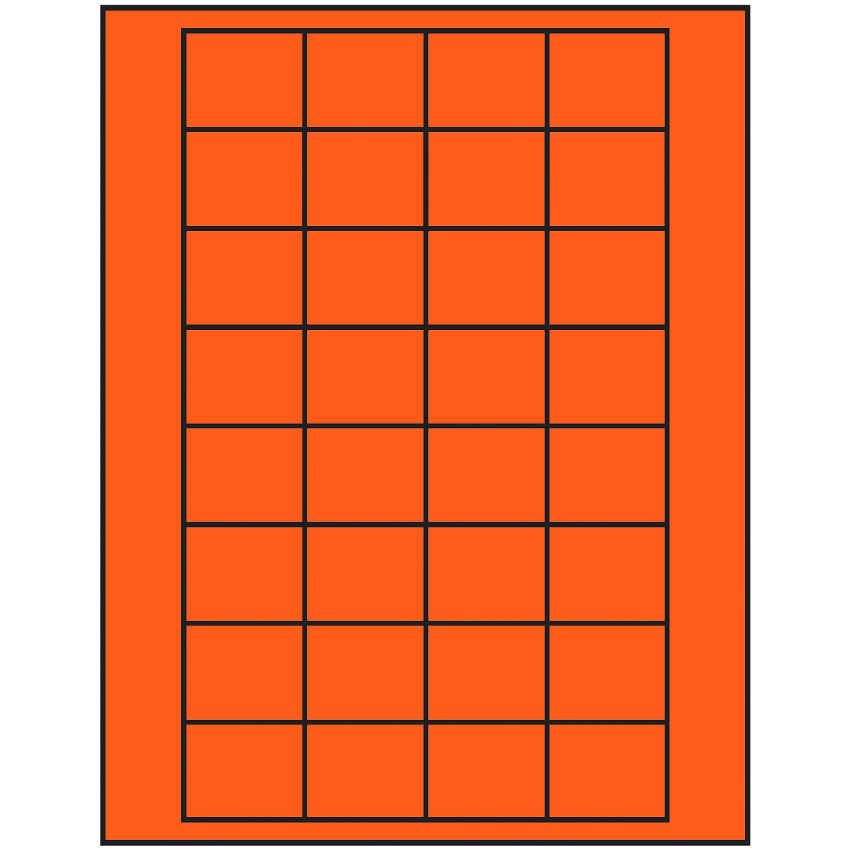 1.59375" x 1.3" Fluorescent Red Rectangular Sheet Labels