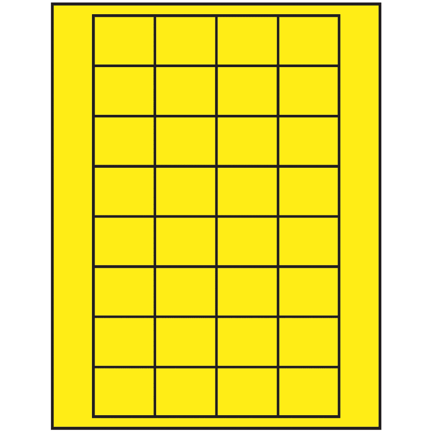 1.59375" x 1.3" Fluorescent Yellow Rectangular Sheet Labels