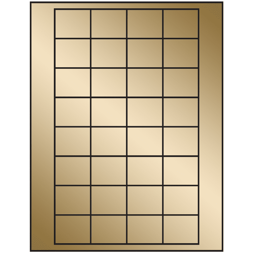 1.59375" x 1.3" Gold Foil Rectangular Sheet Labels