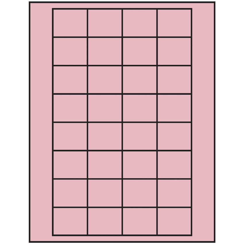 1.59375" x 1.3" Pastel Pink Rectangular Sheet Labels