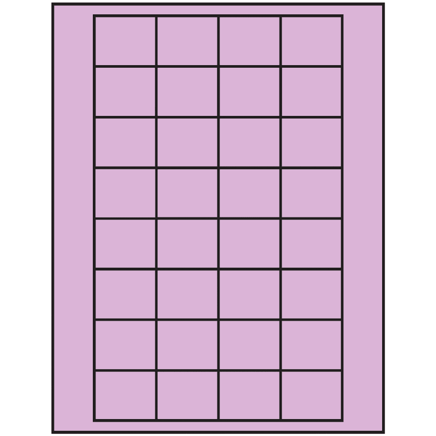 1.59375" x 1.3" Pastel Purple Rectangular Sheet Labels
