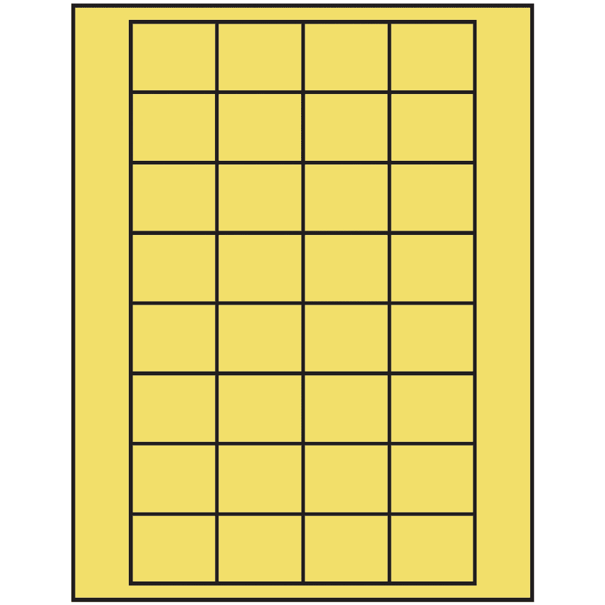 1.59375" x 1.3" Pastel Yellow Rectangular Sheet Labels