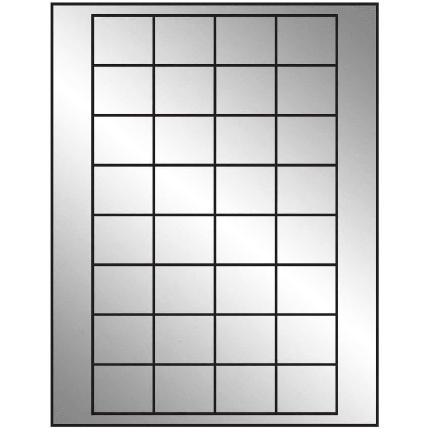 1.59375" x 1.3" Silver Foil Rectangular Sheet Labels