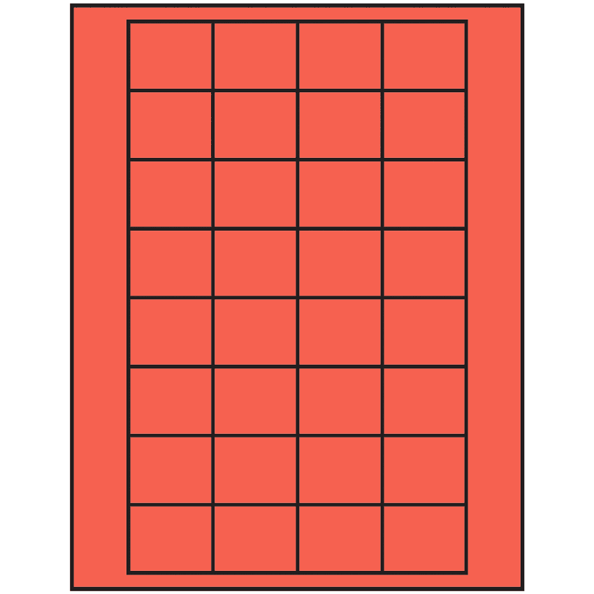1.59375" x 1.3" Red Rectangular Sheet Labels