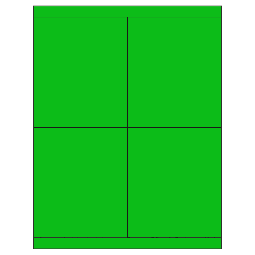 4.25" x 5" Fluorescent Green Rectangular Sheet Labels