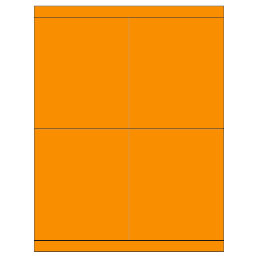 4.25" x 5" Fluorescent Orange Rectangular Sheet Labels