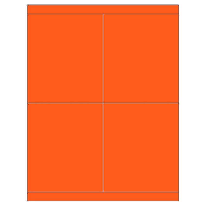 4.25" x 5" Fluorescent Red Rectangular Sheet Labels