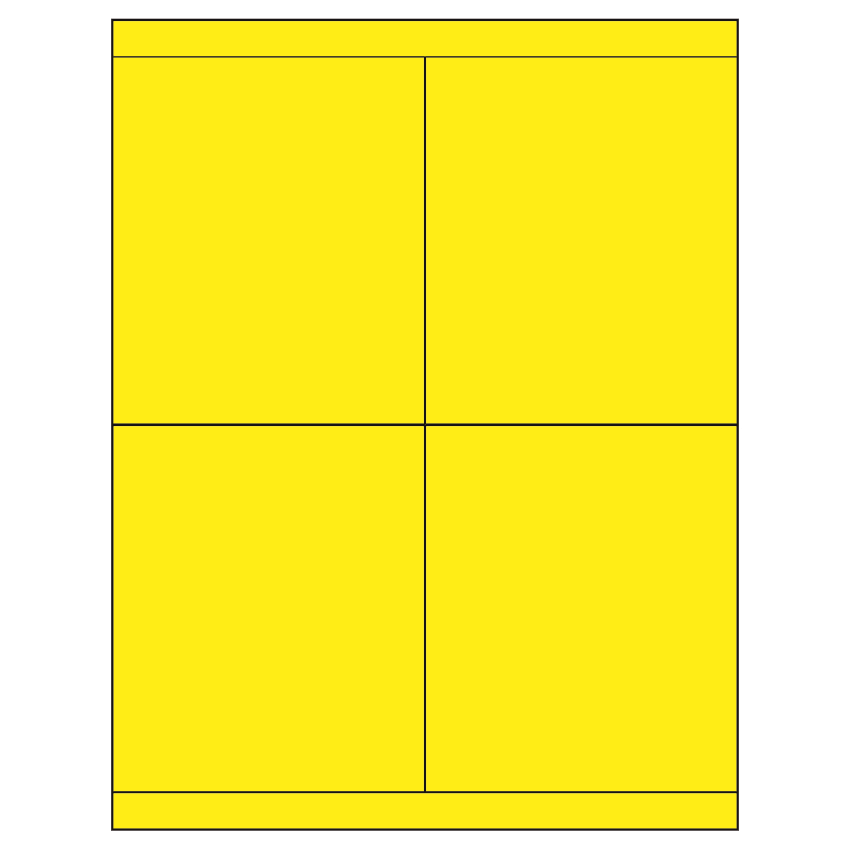 4.25" x 5" Fluorescent Yellow Rectangular Sheet Labels