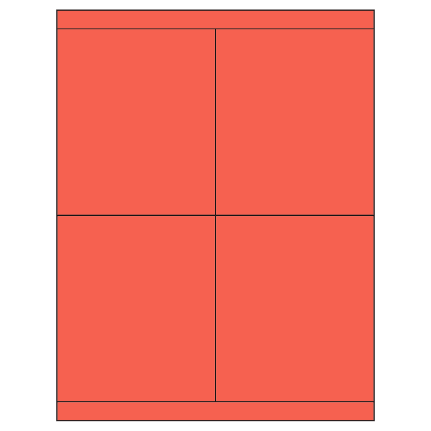 4.25" x 5" Red Rectangular Sheet Labels