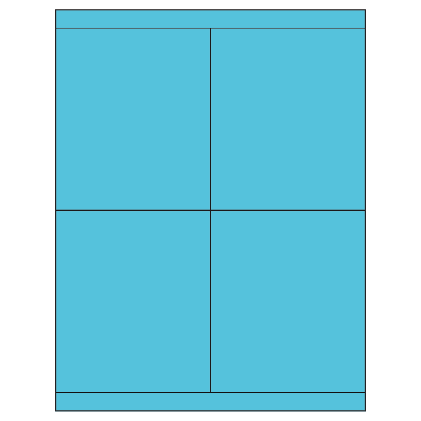 4.25" x 5" Turquoise Rectangular Sheet Labels
