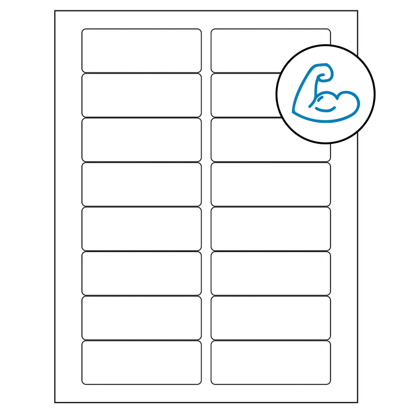 3.375" x 1.25" White Rectangular Sheet Labels - Ultra Aggressive Adhesive
